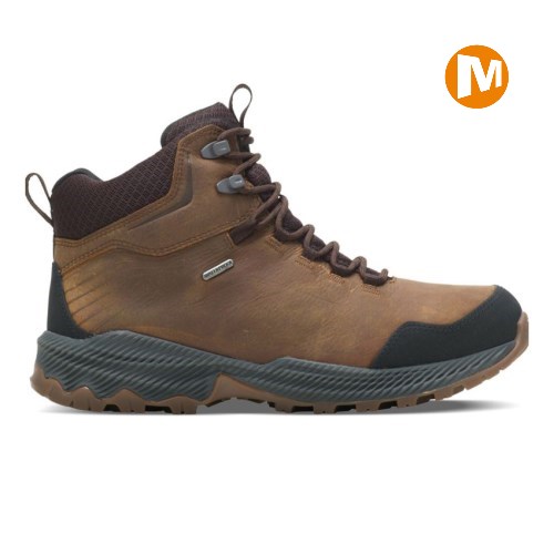 Merrell Forestbound Mid Waterproof Mens Hiking Shoes Brown UK.WTXN